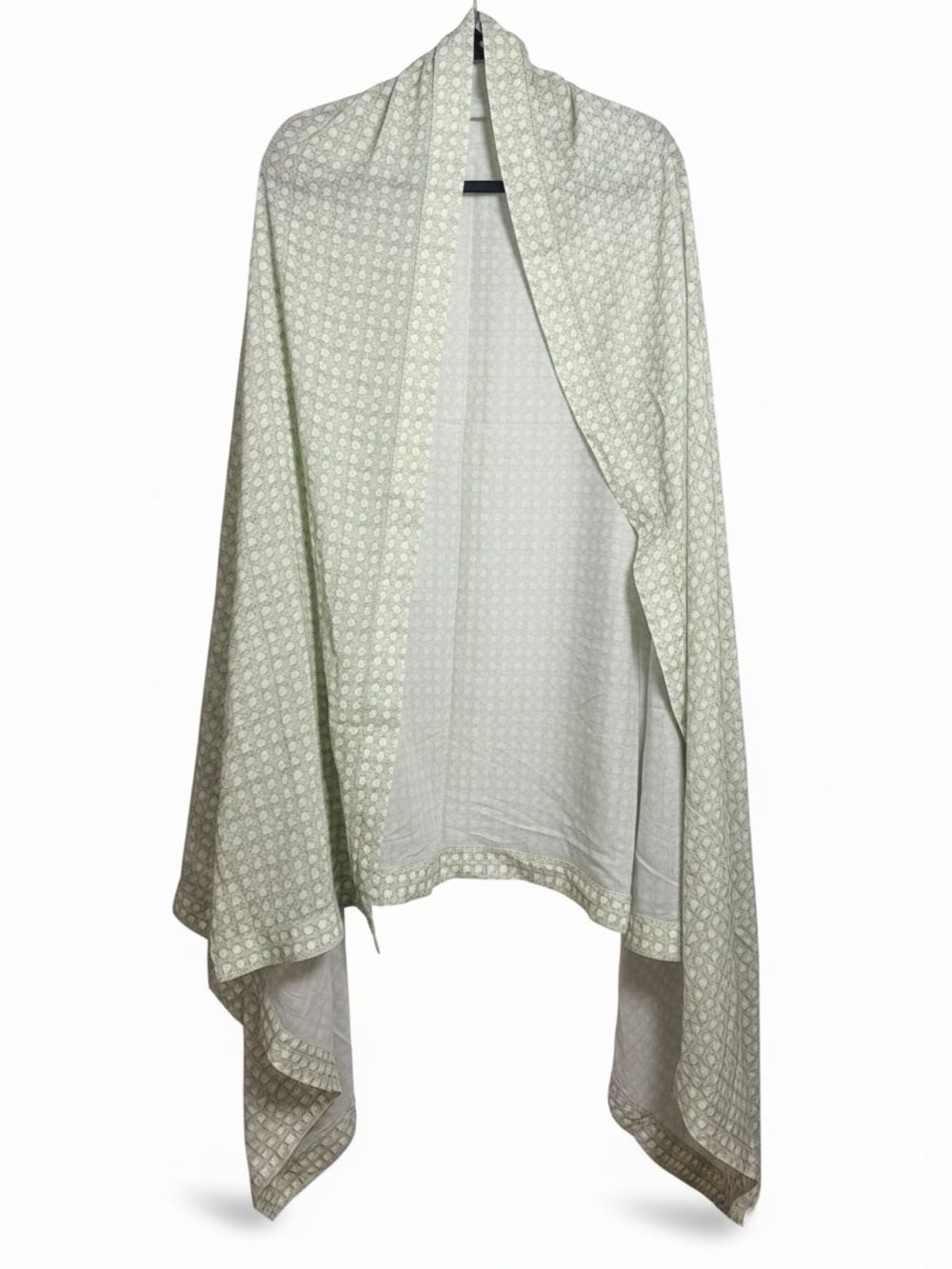 Hill House Rattan Print Open Front Wrap Shawl O/S Sage Green Cotton
